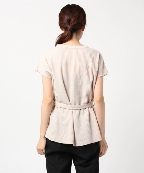 cepo(セポ)の「キーネックベルトツキTシャツ(Tシャツ/カットソー・レディース・ブラック/オフホワイト/ピンク/ベージュ・M)」の6枚目の写真