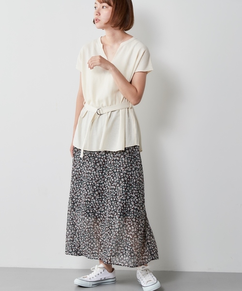 cepo(セポ)の「キーネックベルトツキTシャツ(Tシャツ/カットソー・レディース・ブラック/オフホワイト/ピンク/ベージュ・M)」の16枚目の写真