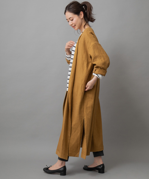 Munich（ミューニック）の「ウィンターリネンノーカラーマキシコート（その他アウター・レディース・ブラック/ベージュ/マスタード・S/XS）」の19枚目の写真