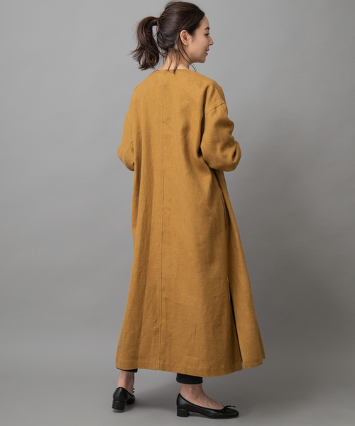 Munich（ミューニック）の「ウィンターリネンノーカラーマキシコート（その他アウター・レディース・ブラック/ベージュ/マスタード・S/XS）」の9枚目の写真