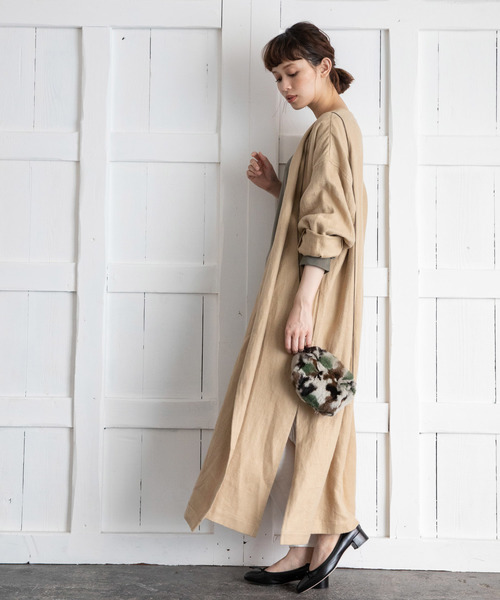 Munich（ミューニック）の「ウィンターリネンノーカラーマキシコート（その他アウター・レディース・ブラック/ベージュ/マスタード・S/XS）」の20枚目の写真