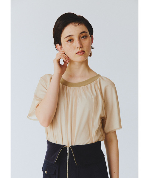 TEVALT(ヴァレット)の「チュール 天竺レイヤード 半袖プルオーバー(Tシャツ/カットソー・レディース・ベージュ/カーキ/ダークネイビー・38)」の3枚目の写真