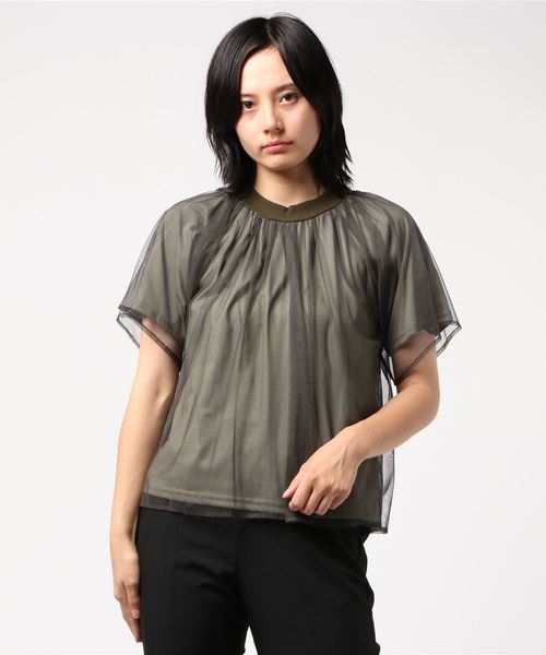 TEVALT(ヴァレット)の「チュール 天竺レイヤード 半袖プルオーバー(Tシャツ/カットソー・レディース・ベージュ/カーキ/ダークネイビー・38)」の10枚目の写真