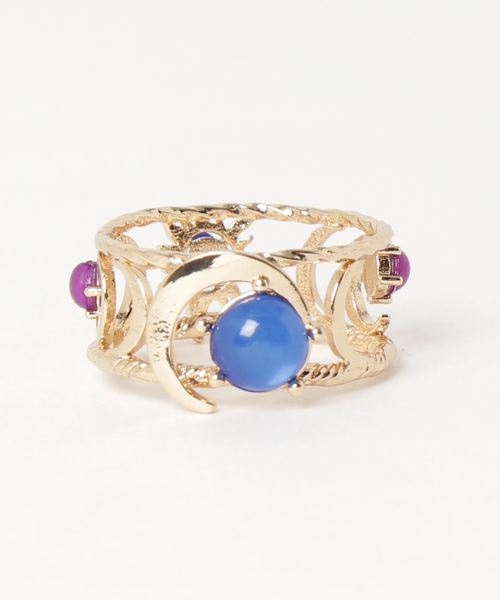 チャイハネ（チャイハネ）の「【チャイハネ】太陽と三日月リング（リング・レディース・ブラック/ブルー/グリーン/ライトブルー/ピンク・FREE）」の4枚目の写真