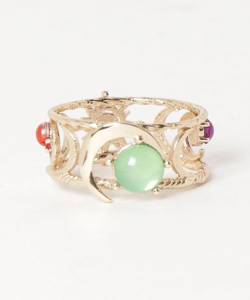 チャイハネ（チャイハネ）の「【チャイハネ】太陽と三日月リング（リング・レディース・ブラック/ブルー/グリーン/ライトブルー/ピンク・FREE）」の3枚目の写真