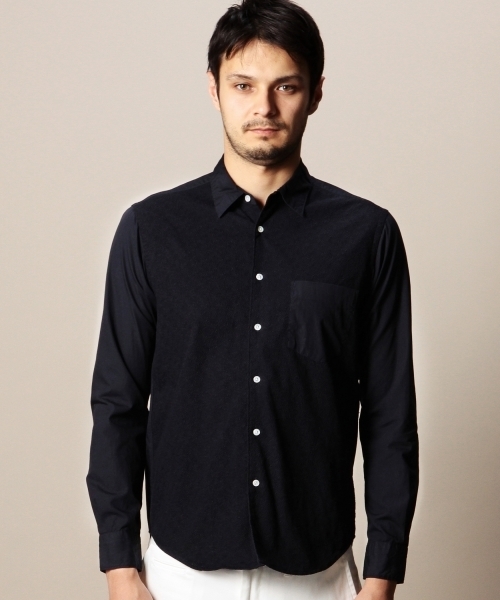 BEAUTY&YOUTH UNITED ARROWS（ビューティーアンドユースユナイテッドアローズ）の「BY レース レイヤード レギュラー カラーシャツ◆（シャツ/ブラウス・メンズ・オフホワイト/ネイビー・X-LARGE/LARGE/SMALL/MEDIUM/X-SMALL）」の6枚目の写真