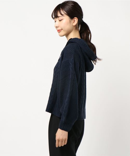 rps（アールピーエス）の「ケーブル編みニットパーカー（ニット/セーター・レディース・ベージュ/ネイビー/アイボリー/ラベンダー・M）」の6枚目の写真