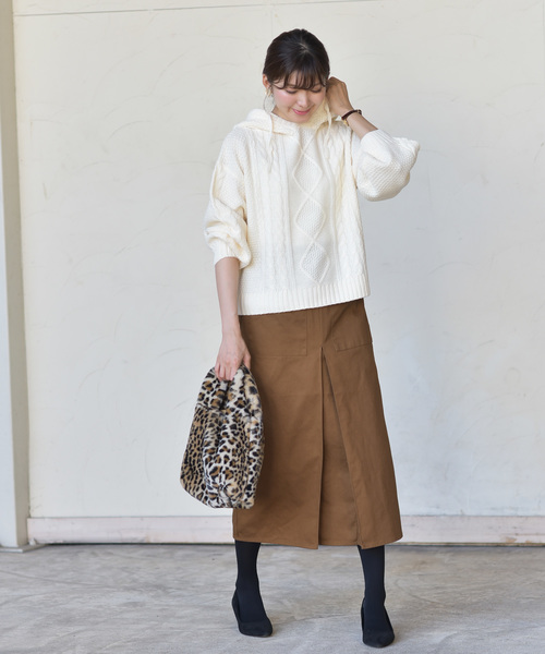 rps（アールピーエス）の「ケーブル編みニットパーカー（ニット/セーター・レディース・ベージュ/ネイビー/アイボリー/ラベンダー・M）」の16枚目の写真