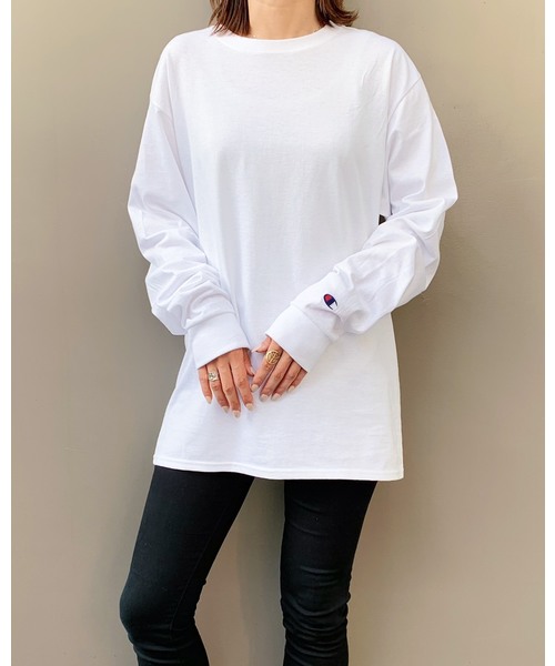 セール Champion Authentic T Shirts レディース チャンピオン スーパーオーバーサイズ コットン L S Tシャツ Tシャツ カットソー Champion チャンピオン のファッション通販 Zozotown