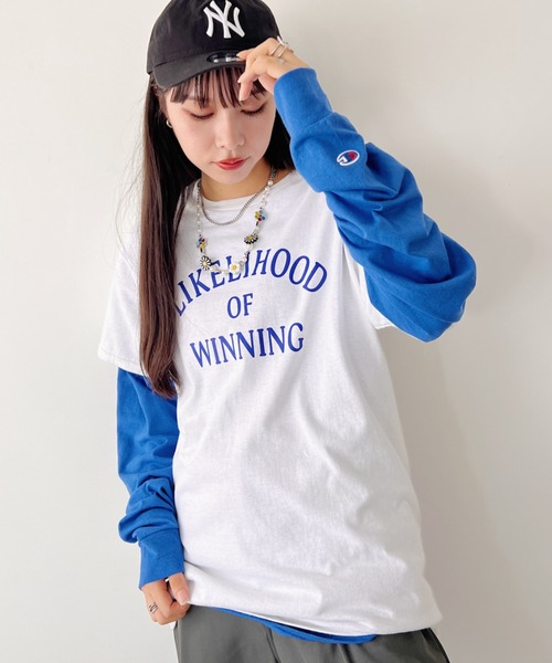 Champion(チャンピオン)の「Champion Authentic LONGSLEEVE T-SHIRTS チャンピオン ベーシック ロンT ワンポイント オーバーサイズ サイズ展開多数 5.2オンス L/S 長袖Tシャツ/CC8C(Tシャツ/カットソー・レディース・ブラック/ホワイト/ネイビー/杢グレー/レッド/ロイヤルブルー・M/L/S/XL)」の22枚目の写真