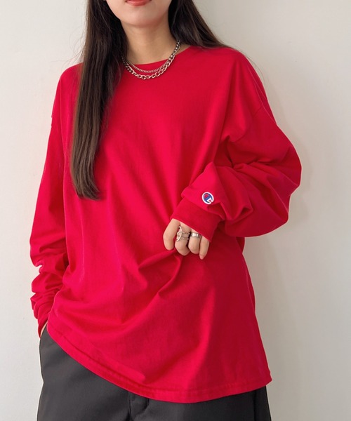 Champion(チャンピオン)の「Champion Authentic LONGSLEEVE T-SHIRTS チャンピオン ベーシック ロンT ワンポイント オーバーサイズ サイズ展開多数 5.2オンス L/S 長袖Tシャツ/CC8C(Tシャツ/カットソー・レディース・ブラック/ホワイト/ネイビー/杢グレー/レッド/ロイヤルブルー・M/L/S/XL)」の21枚目の写真