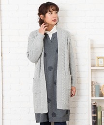 ラム混畦ケーブルトッパーカーディガン