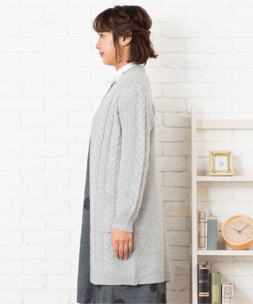 sabstreet my standard（サブストリートマイスタンダード）の「ラム混畦ケーブルトッパーカーディガン（カーディガン/ボレロ・レディース・ネイビー/グレー/モカ・19号/15号/9号）」の13枚目の写真