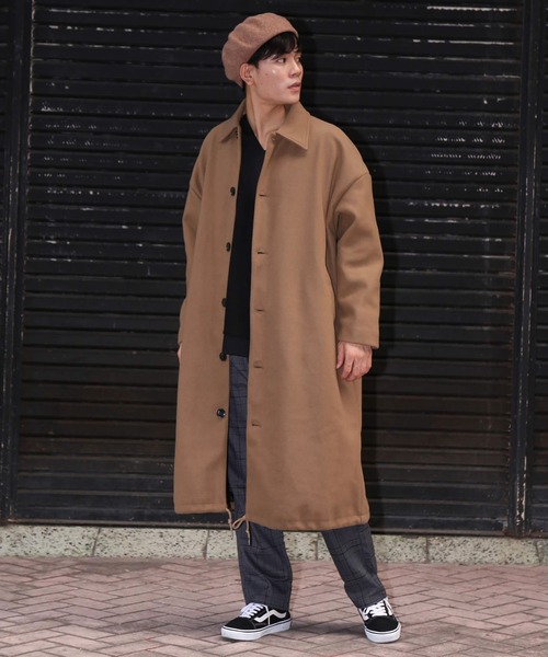 revertical(リバーティカル)の「メルトン素材 裾紐 バルーン裾 ロングステンカラーコート(ステンカラーコート・メンズ・ブラック/ブラウン/モカ・M/L)」の9枚目の写真