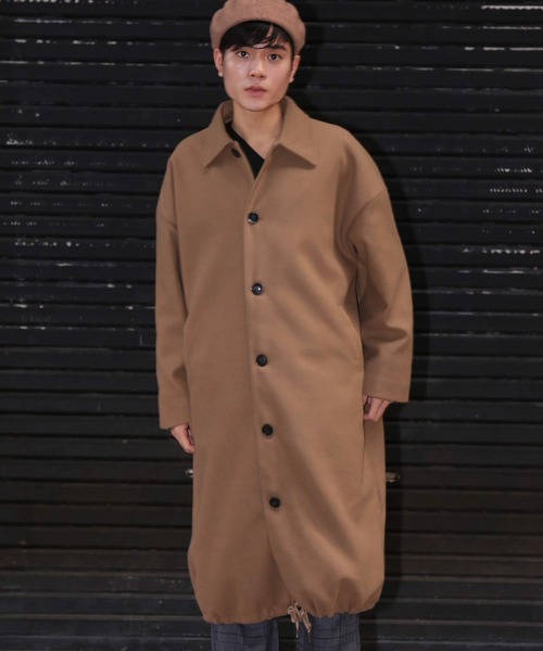 revertical(リバーティカル)の「メルトン素材 裾紐 バルーン裾 ロングステンカラーコート(ステンカラーコート・メンズ・ブラック/ブラウン/モカ・M/L)」の10枚目の写真