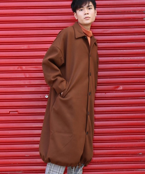 revertical(リバーティカル)の「メルトン素材 裾紐 バルーン裾 ロングステンカラーコート(ステンカラーコート・メンズ・ブラック/ブラウン/モカ・M/L)」の15枚目の写真