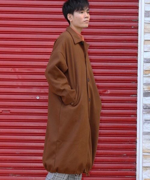 revertical(リバーティカル)の「メルトン素材 裾紐 バルーン裾 ロングステンカラーコート(ステンカラーコート・メンズ・ブラック/ブラウン/モカ・M/L)」の17枚目の写真