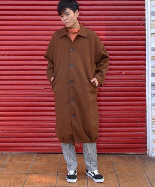 revertical(リバーティカル)の「メルトン素材 裾紐 バルーン裾 ロングステンカラーコート(ステンカラーコート・メンズ・ブラック/ブラウン/モカ・M/L)」の20枚目の写真