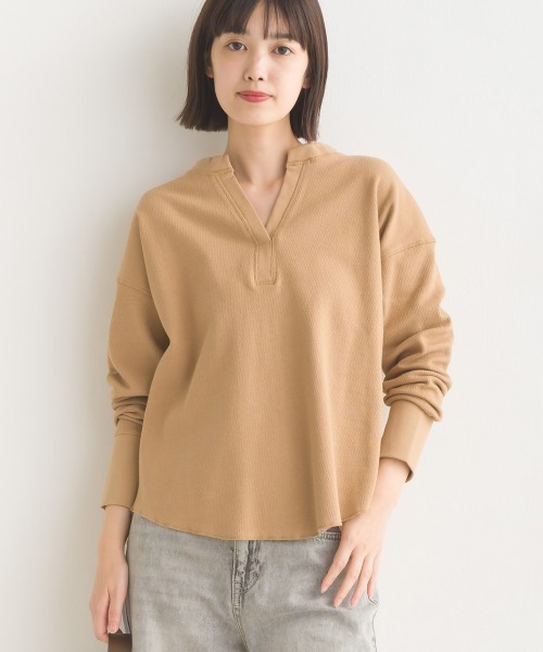 OMNES(オムネス)の「ハニカムストレッチバッグスリットプルオーバー(Tシャツ/カットソー・レディース・ホワイト/ブラック/ベージュ/カーキ/ラベンダー/ブルーグレー/ブラウン/ライトグレー・FREE)」の13枚目の写真