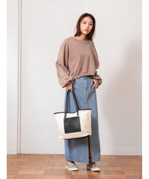 fifth（フィフス）の「A4バイカラーキャンバストートバッグ（トートバッグ・レディース・ブラック/キャメル・FREE）」の5枚目の写真