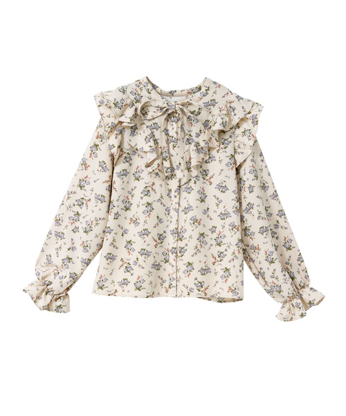 Newlyme(ニューリーミー)の「ラッフルフリルボウタイブラウス(シャツ/ブラウス・レディース・モスグリーン/ホワイト/ブラック/ベージュ/ミント/ピンク/ブラック系その他/ベージュ系その他/グリーン系その他/ブラック系その他2/パープル/グレー・X-LARGE/XX-LARGE/SMALL/MEDIUM/LARGE)」の7枚目の写真