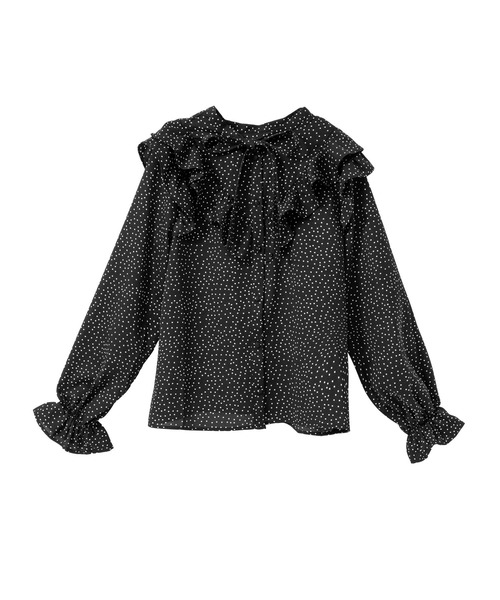 Newlyme(ニューリーミー)の「ラッフルフリルボウタイブラウス(シャツ/ブラウス・レディース・モスグリーン/ホワイト/ブラック/ベージュ/ミント/ピンク/ブラック系その他/ベージュ系その他/グリーン系その他/ブラック系その他2/パープル/グレー・X-LARGE/XX-LARGE/SMALL/MEDIUM/LARGE)」の4枚目の写真