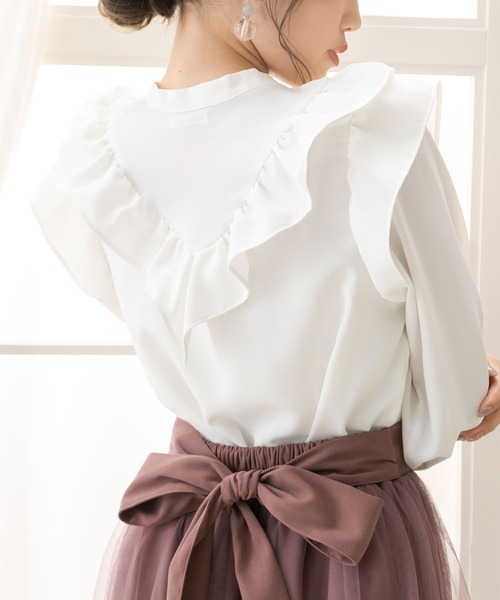 【22AW 新品タグ付】アルアバイル プリーツラッフルブラウス ボウタイフリル trim_ofalv_itemec0fb0a0b9d111e