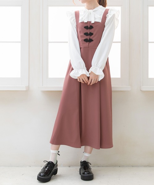 Newlyme(ニューリーミー)の「ラッフルフリルボウタイブラウス(シャツ/ブラウス・レディース・モスグリーン/ホワイト/ブラック/ベージュ/ミント/ピンク/ブラック系その他/ベージュ系その他/グリーン系その他/ブラック系その他2/パープル/グレー・X-LARGE/XX-LARGE/SMALL/MEDIUM/LARGE)」の13枚目の写真