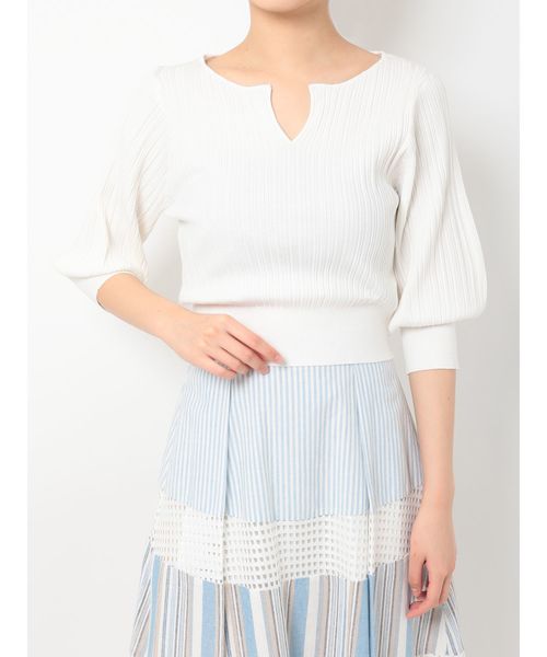 MERCURYDUO（マーキュリーデュオ）の「チェンジリブキーネックニット（ニット/セーター・レディース・オフホワイト/ミント/ラベンダー・FREE）」の2枚目の写真