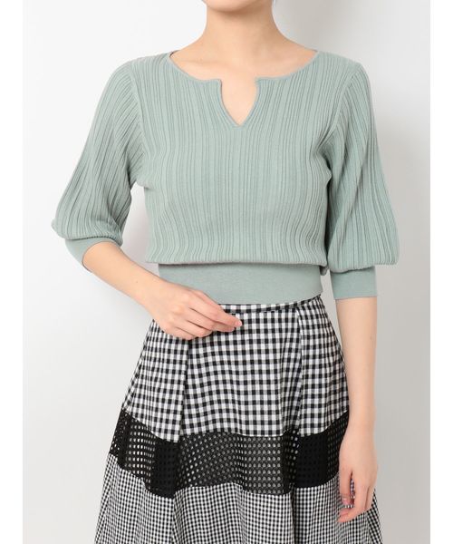 MERCURYDUO（マーキュリーデュオ）の「チェンジリブキーネックニット（ニット/セーター・レディース・オフホワイト/ミント/ラベンダー・FREE）」の5枚目の写真