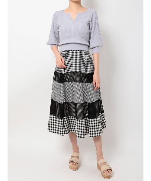 MERCURYDUO（マーキュリーデュオ）の「チェンジリブキーネックニット（ニット/セーター・レディース・オフホワイト/ミント/ラベンダー・FREE）」の6枚目の写真