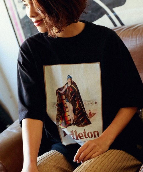 PENDLETON(ペンドルトン)の「【PENDLETON(ペンドルトン)】別注BIG Tシャツ(Tシャツ/カットソー・レディース・オフホワイト/ブラック/ベージュ・FREE)」の4枚目の写真