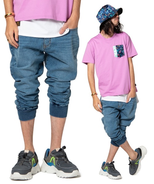 glamb Easy jogger washed denim デニム　パンツ glamb（グラム）の「Easy jogger washed denim / イージージョガー