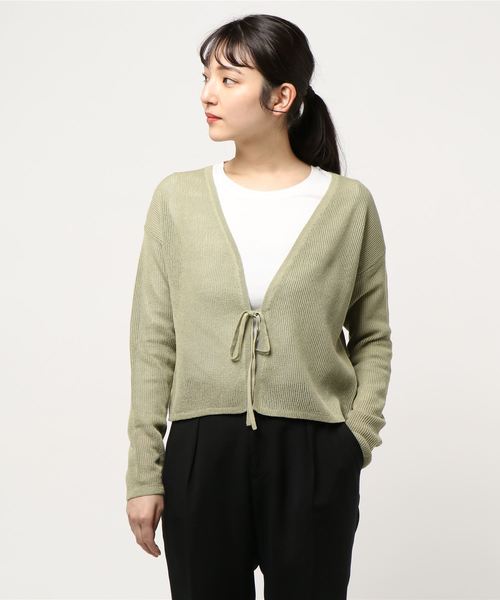 WALANCE(ワランス)の「フロントリボンショートカーディガン/wa...lance★★(カーディガン/ボレロ・レディース・ブラック/ライトベージュ/ライトカーキ・MEDIUM)」の3枚目の写真