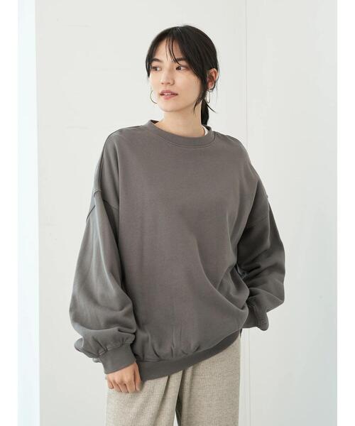 AMERICAN HOLIC(アメリカンホリック)の「サイドタックドロップショルダー裏毛チュニック 〇*(スウェット・レディース・アイボリー/チャコールグレー/ブラック/グレイッシュベージュ/キャメル/ブラウン・FREE)」の16枚目の写真