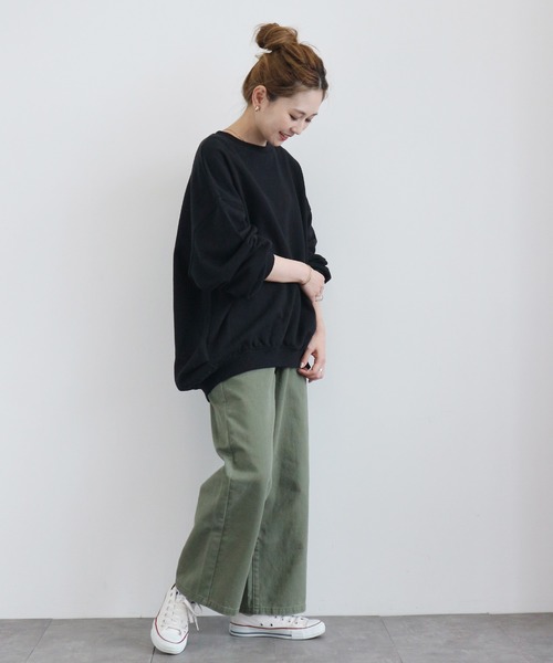 AMERICAN HOLIC(アメリカンホリック)の「サイドタックドロップショルダー裏毛チュニック 〇*(スウェット・レディース・アイボリー/チャコールグレー/ブラック/グレイッシュベージュ/キャメル/ブラウン・FREE)」の9枚目の写真