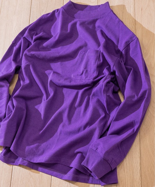 JOHN'S CLOSET（ジョンズクローゼット）の「【i】天竺 モックネック ロングTシャツ（Tシャツ/カットソー・メンズ・ホワイト/テラコッタ/ライトベージュ/ライトパープル/サックスブルー/ブラック/パープル/チャコールグレー/グリーン・MEDIUM/X-LARGE/LARGE）」の8枚目の写真