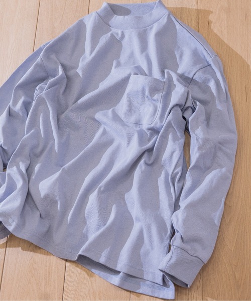 JOHN'S CLOSET（ジョンズクローゼット）の「【i】天竺 モックネック ロングTシャツ（Tシャツ/カットソー・メンズ・ホワイト/テラコッタ/ライトベージュ/ライトパープル/サックスブルー/ブラック/パープル/チャコールグレー/グリーン・MEDIUM/X-LARGE/LARGE）」の7枚目の写真