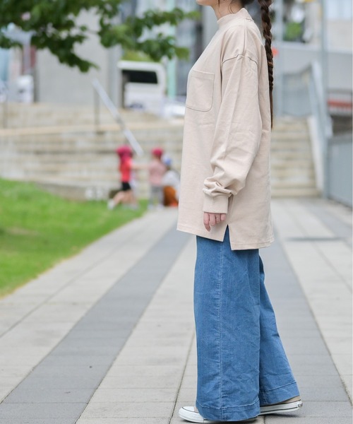 JOHN'S CLOSET（ジョンズクローゼット）の「【i】天竺 モックネック ロングTシャツ（Tシャツ/カットソー・メンズ・ホワイト/テラコッタ/ライトベージュ/ライトパープル/サックスブルー/ブラック/パープル/チャコールグレー/グリーン・MEDIUM/X-LARGE/LARGE）」の14枚目の写真