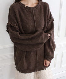 MODE ROBE | 2WAYクラッシュデザインオーバーニット　クラッシュニット 2WAYニット ドロップショルダー(ニット/セーター)