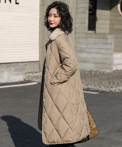 d*g様 ベージュ ファー付きキルティングコート Girly Doll（ガーリードール）の「エコファー襟付きキルティング