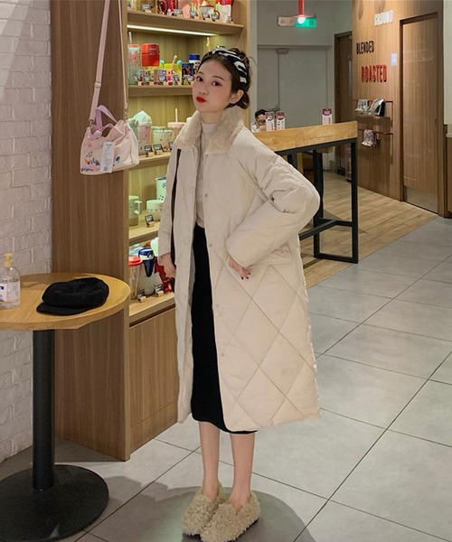 セール】エコファー襟付きキルティングコート（ダウンジャケット