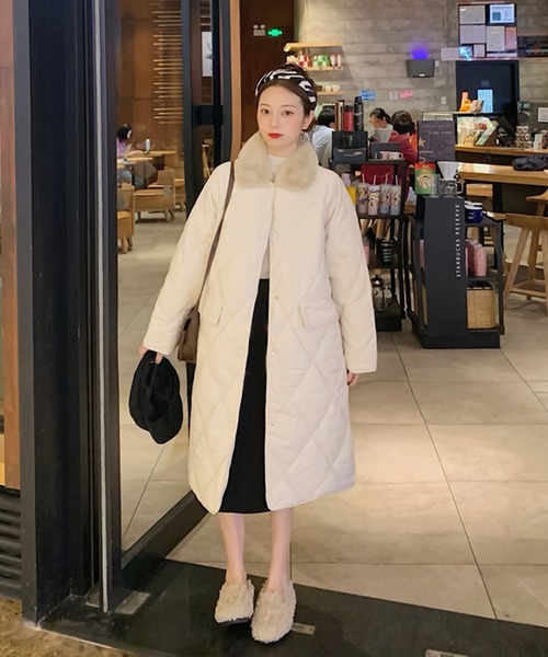 meltie キルティング ケープ コート ホワイト meltie キルティング ケープ コート ホワイト