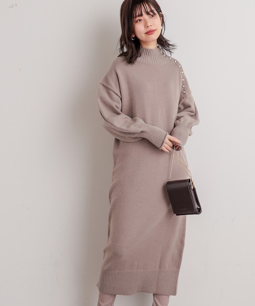 natural couture(ナチュラルクチュール)の「【WEB限定】サイドパールネックニットワンピース(ワンピース・レディース・ブラック/カーキ/サックスブルー/アイボリー/モカ・FREE)」の19枚目の写真