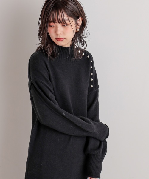 natural couture(ナチュラルクチュール)の「【WEB限定】サイドパールネックニットワンピース(ワンピース・レディース・ブラック/カーキ/サックスブルー/アイボリー/モカ・FREE)」の22枚目の写真