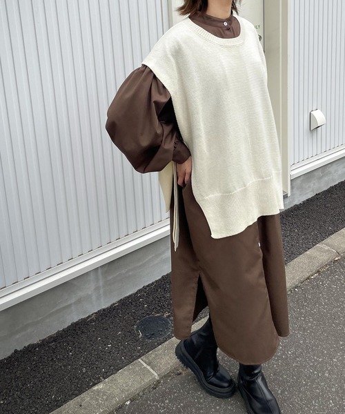 Chillfar（チルファー）の「ボリュームスリーブシャツワンピース（シャツワンピース・レディース・ホワイト/チャコール/ベージュ/ブラウン/ブラック・MEDIUM/LARGE）」の15枚目の写真