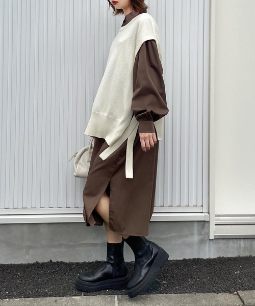 Chillfar（チルファー）の「ボリュームスリーブシャツワンピース（シャツワンピース・レディース・ホワイト/チャコール/ベージュ/ブラウン/ブラック・MEDIUM/LARGE）」の14枚目の写真