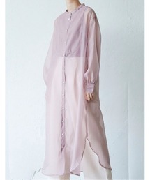 Re:EDIT | [2021S/S PRE ORDER][低身長向けSサイズ有]ソフトオーガンジーブザムシャツワンピース(シャツワンピース)