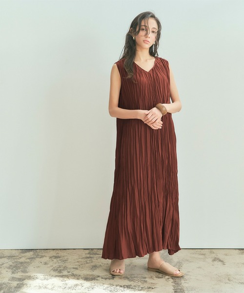 titivate（ティティベイト）の「ﾜｯｼｬｰﾌﾟﾘｰﾂﾉｰｽﾘｰﾌﾞﾜﾝﾋﾟｰｽ（ワンピース・レディース・グリーン/ブラック/ブラウン・L/S/M）」の17枚目の写真