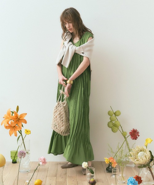 titivate（ティティベイト）の「ﾜｯｼｬｰﾌﾟﾘｰﾂﾉｰｽﾘｰﾌﾞﾜﾝﾋﾟｰｽ（ワンピース・レディース・グリーン/ブラック/ブラウン・L/S/M）」の11枚目の写真